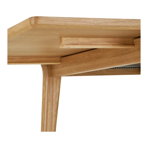 Masa dining extensibila bej natur din MDF si furnir de stejar Darwin - imagine 7