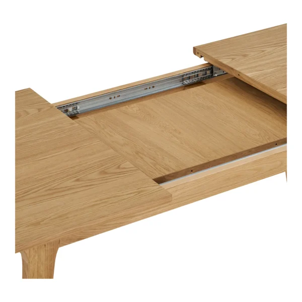 Masa dining extensibila bej natur din MDF si furnir de stejar Darwin - imagine 9