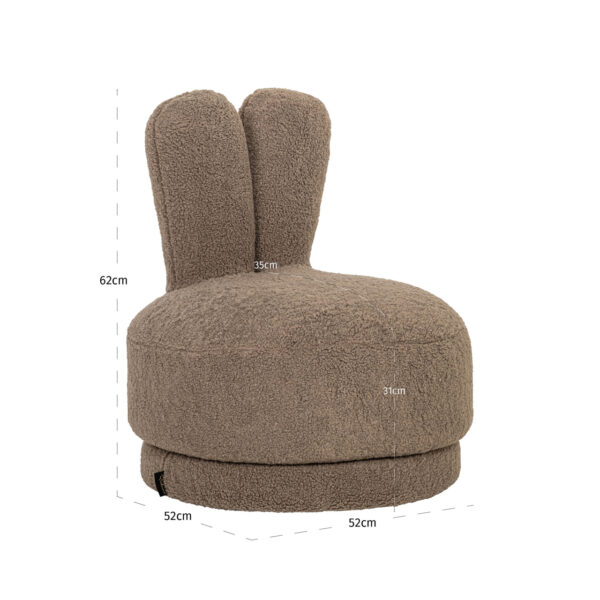 Fotoliu rotativ pentru copii maro din tesatura boucle Bunny - imagine 7