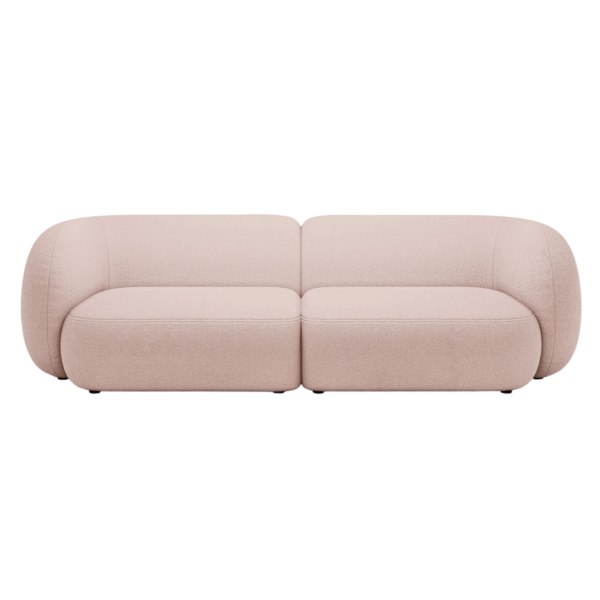 Canapea roz pal 4 locuri din tesatura boucle Kate