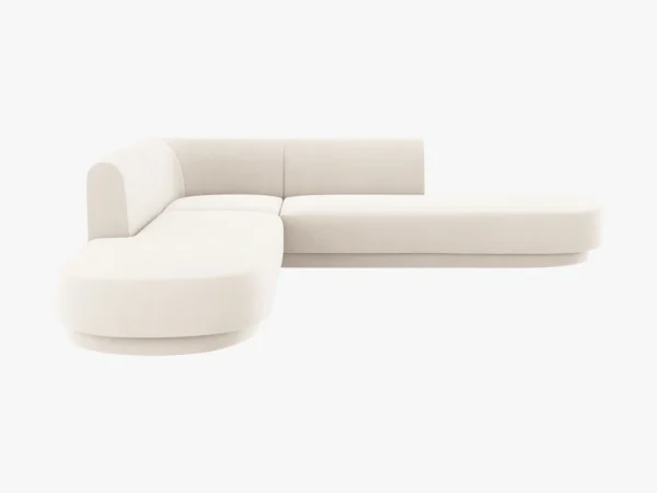 Coltar modular bej deschis din catifea Miley II - imagine 3