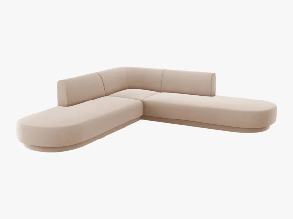 Coltar modular maro cappucinno din catifea Miley II - imagine 3