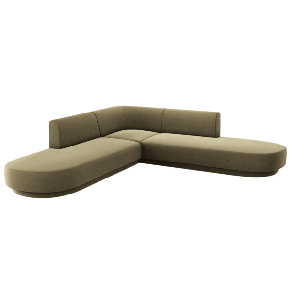 Coltar modular verde olive din catifea Miley II