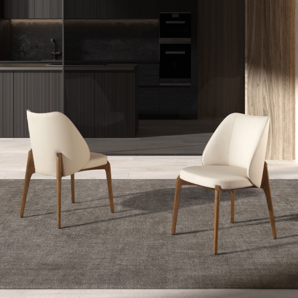Scaun dining crem din piele si lemn Soho - imagine 6