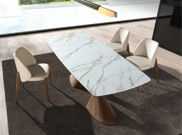 Scaun dining crem din piele si lemn Soho - imagine 2