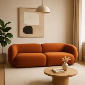 Canapea caramizie 4 locuri din catifea Kate