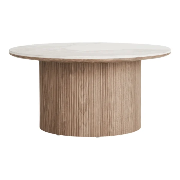 Masa de cafea rotunda bej/maro din MDF si ceramica Athens