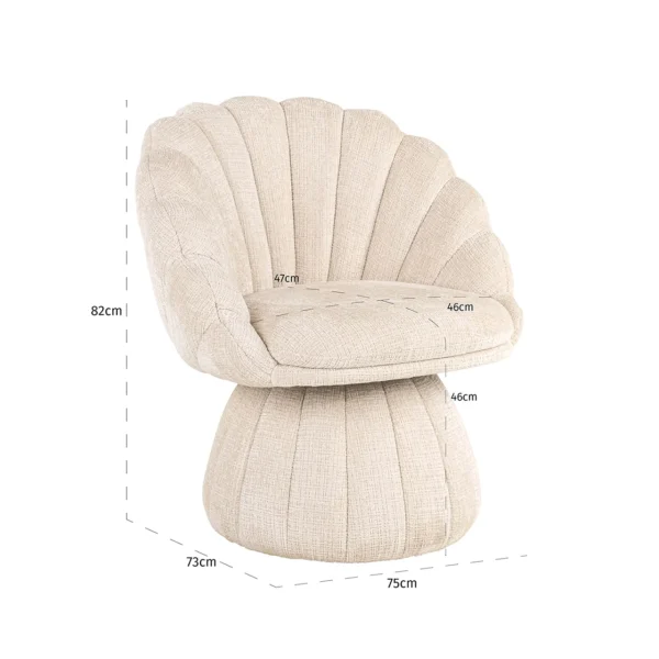 Fotoliu lounge bej din tesatura chenille Blossom - imagine 7