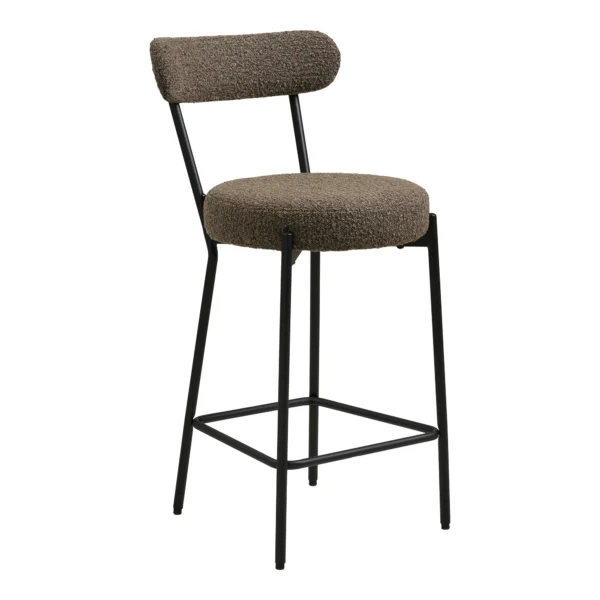 Scaun de bar maro din tesatura boucle Doris
