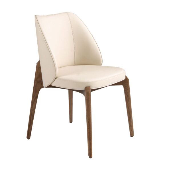Scaun dining crem din piele si lemn Soho