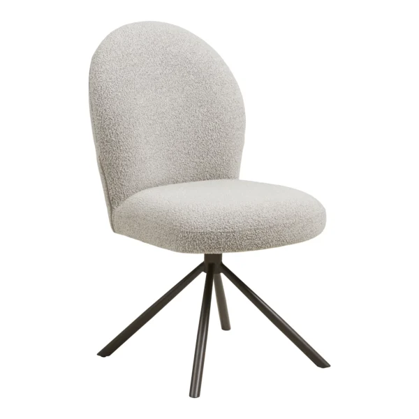 Scaun dining rotativ din tesatura boucle bej Lana