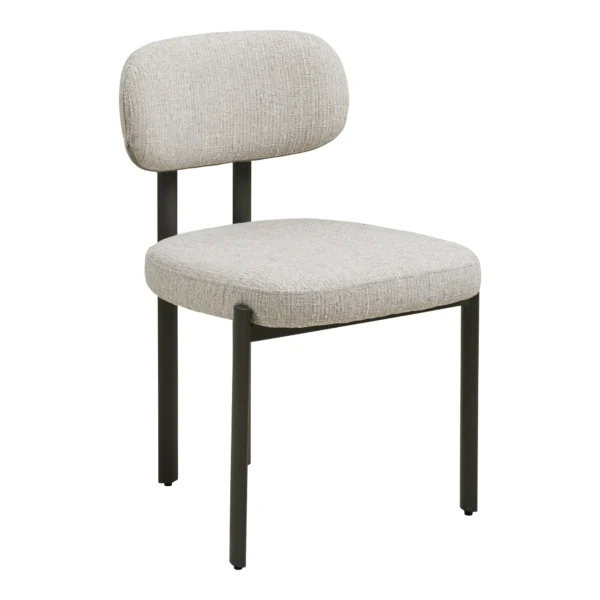 Set 2 scaune dining gri deschis din tesatura si metal Royan