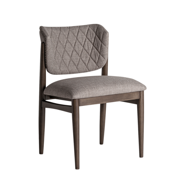 Set 2 scaune dining gri/maro din tesatura si lemn Laives