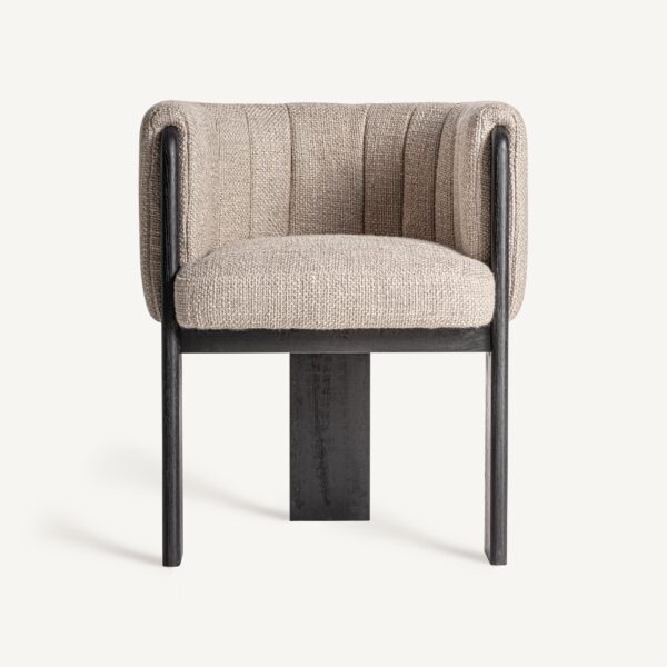 Set 2 scaune dining gri/maro din tesatura si lemn Laives - imagine 2