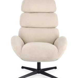 Fotoliu rotativ bej din catifea si metal Violante