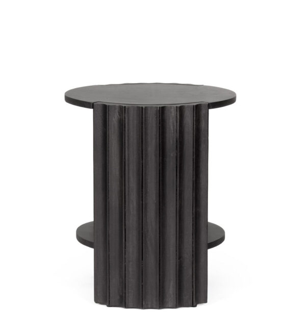 Noptiera neagra rotunda din lemn de mango Orissa - imagine 3