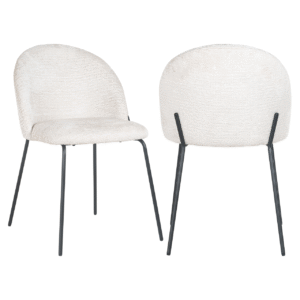 Set 2 scaune dining crem din tesatura texturata Alyssa