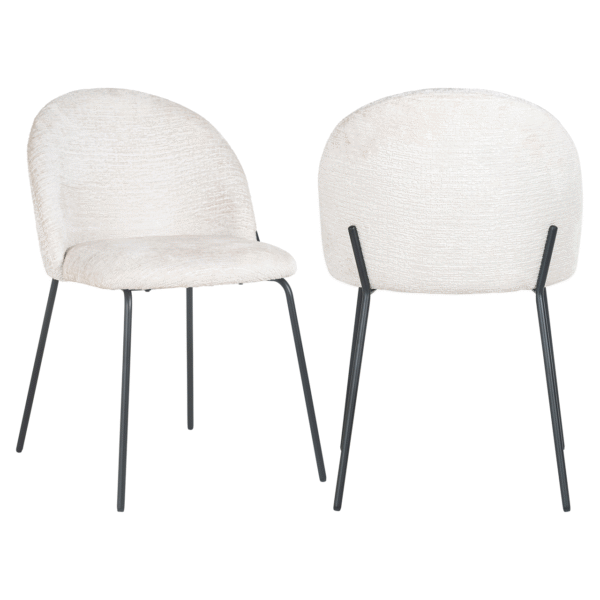 Set 2 scaune dining crem din tesatura texturata Alyssa
