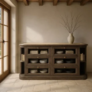 Bufet inferior maro inchis din lemn de mango Luana