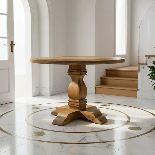 Masa dining rotunda bej natur din lemn de mango Ø120 Ruria - imagine 2