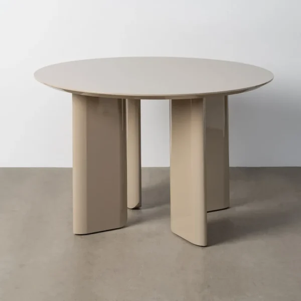 Masa dining rotunda grej din MDF lucios Taupe - imagine 3