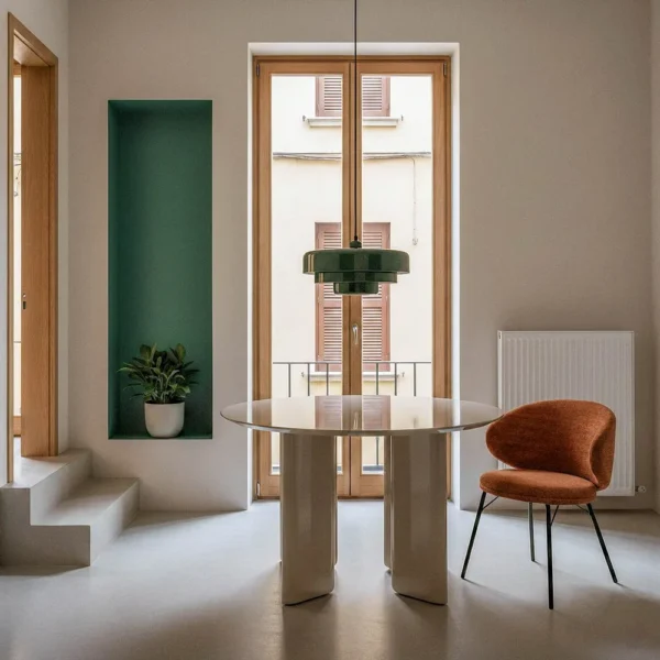 Masa dining rotunda grej din MDF lucios Taupe - imagine 2