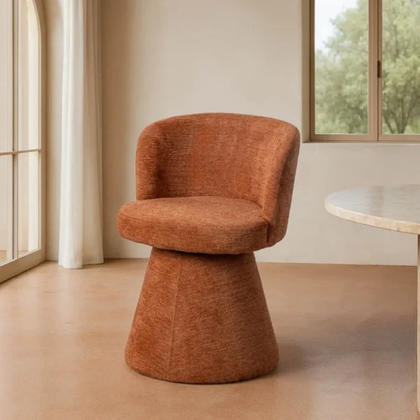 Scaun dining rotativ caramiziu din tesatura Dionis - imagine 2