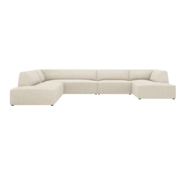 Coltar modular bej 7 locuri din tesatura texturata Ruby Left