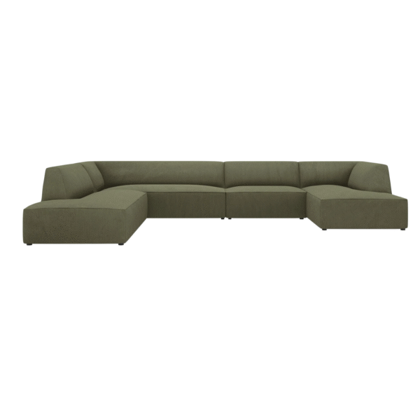 Coltar modular verde 7 locuri din tesatura texturata Ruby Left
