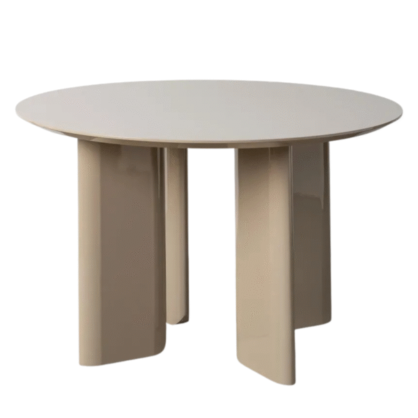 Masa dining rotunda grej din MDF lucios Taupe