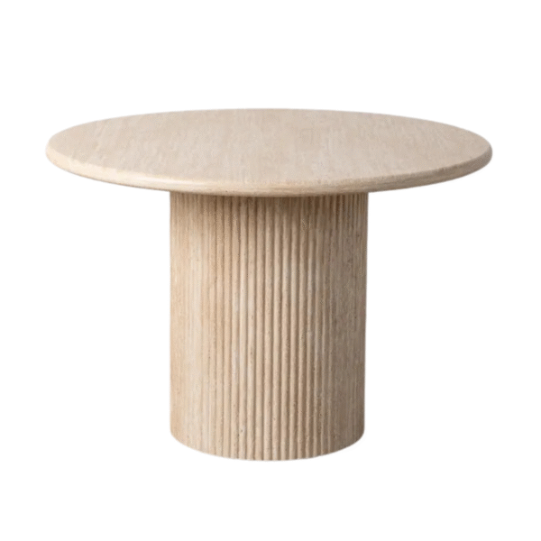 Masa dining rotunda bej din MDF Yvone