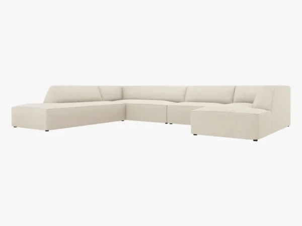 Coltar modular bej 7 locuri din tesatura texturata Ruby Left - imagine 3