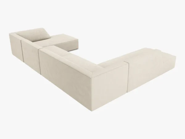 Coltar modular bej 7 locuri din tesatura texturata Ruby Left - imagine 5