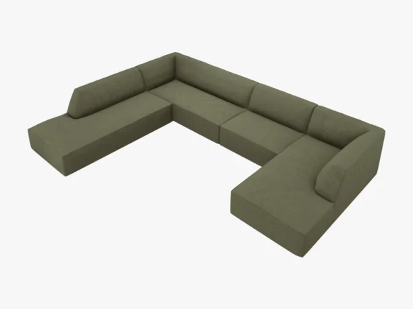 Coltar modular verde 7 locuri din tesatura texturata Ruby Left - imagine 4
