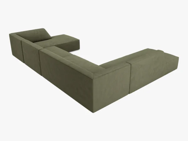 Coltar modular verde 7 locuri din tesatura texturata Ruby Left - imagine 5