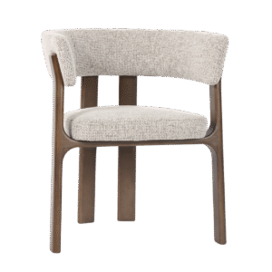 Scaun dining bej/maro din tesatura si lemn Contigo