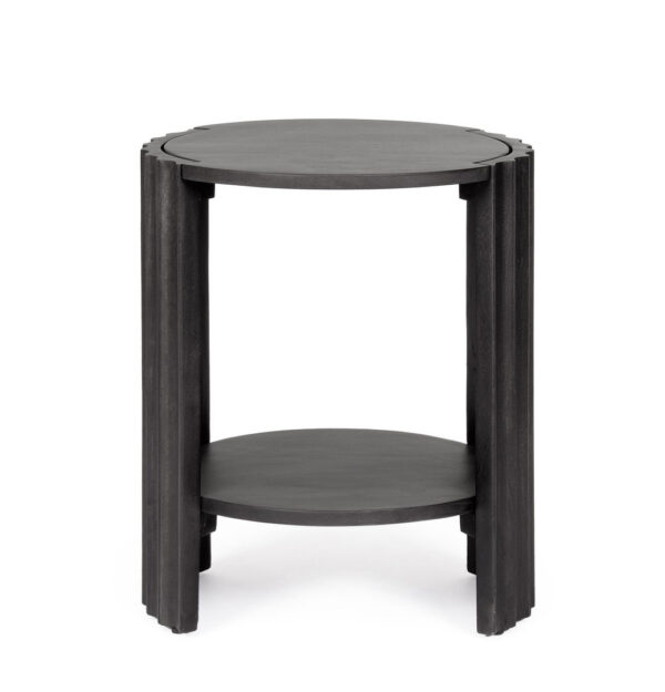 Noptiera neagra rotunda din lemn de mango Orissa
