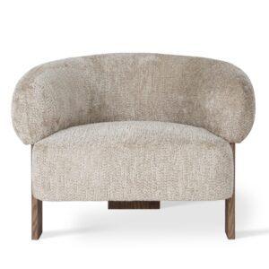 Fotoliu bej/maro din tesatura si cadru de lemn Pimo