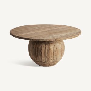 Masa dining rotunda bej natur din lemn de tec Ø150 Elroy