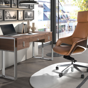 Scaun de birou rotativ maro din piele artificiala Lorenzo