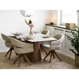 Scaun dining rotativ bej din tesatura Dover