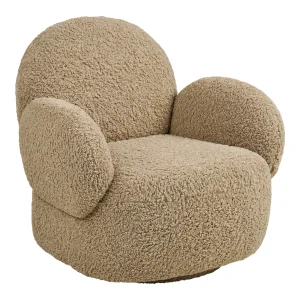 Fotoliu rotativ maro din tesatura boucle Apollo