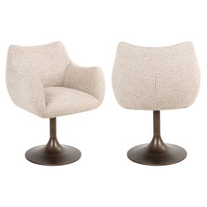 Scaun dining rotativ bej din tesatura chenille Aldo