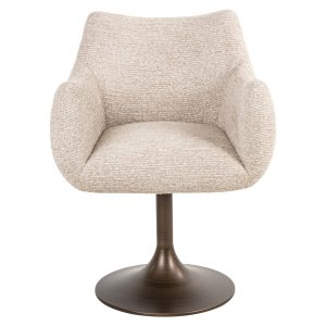 Scaun dining rotativ bej din tesatura chenille Aldo