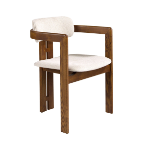 Scaun dining alb/maro din tesatura si lemn Poeme