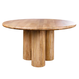 Masa dining rotunda bej natur Ø 140cm din lemn de mango Art Deco