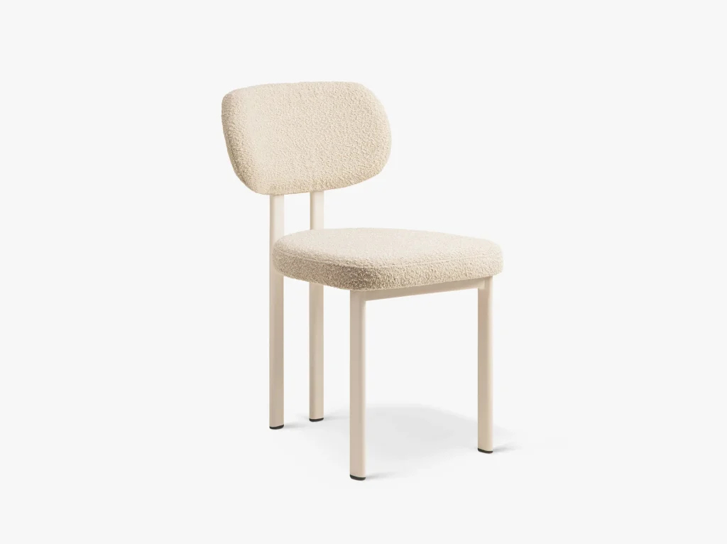 Set 2 scaune dining bej din tesatura boucle Sam