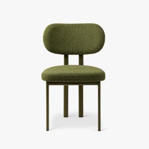 Set 2 scaune dining verde inchis din tesatura boucle Sam