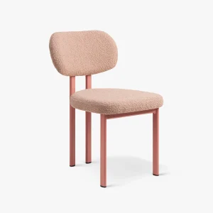 Set 2 scaune dining roz somon din tesatura boucle Sam