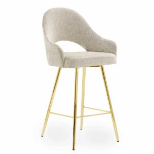 Scaun de bar din tesatura grej/auriu 60cm Goda